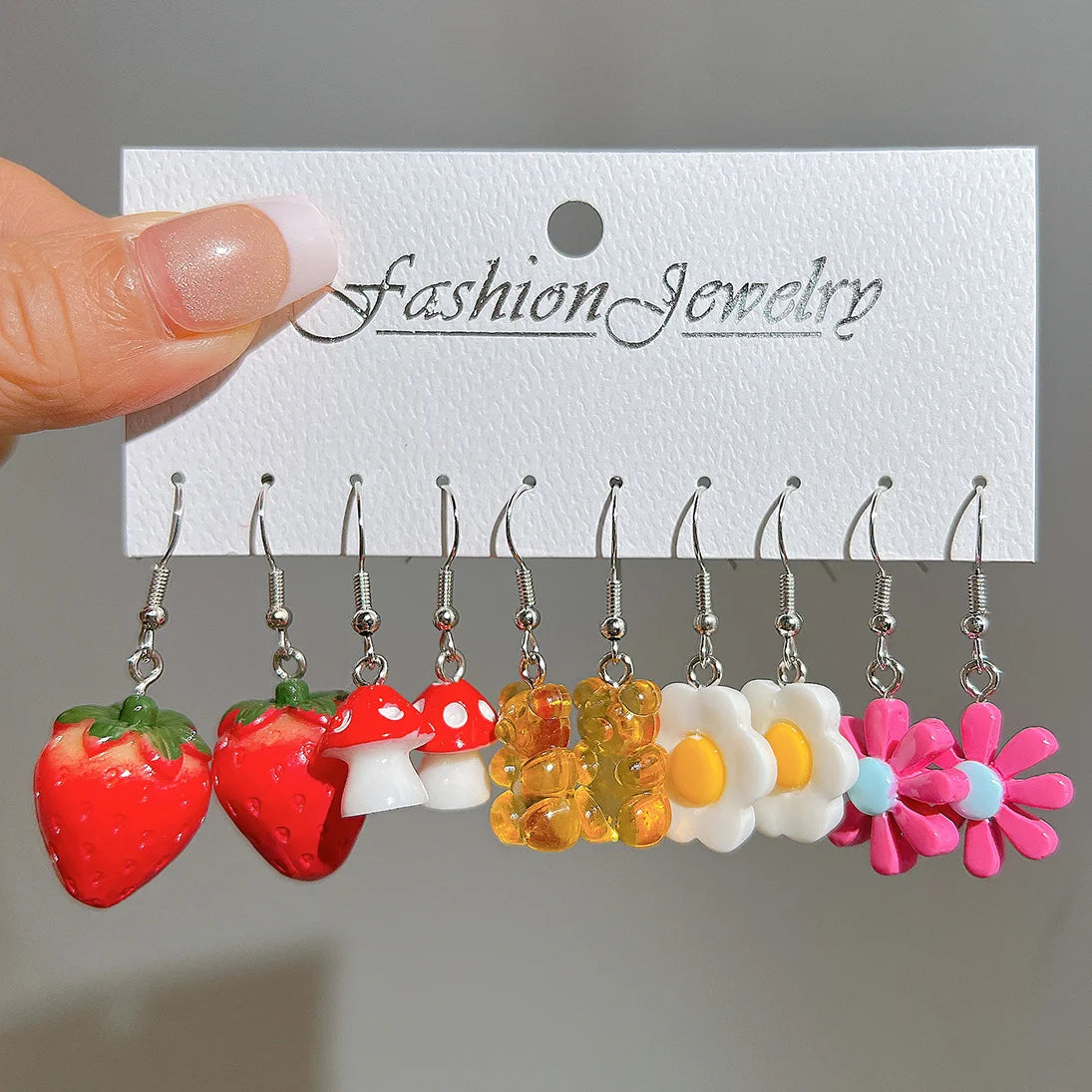 Fashion Sweet Fruit Drink Earrings Set for Women