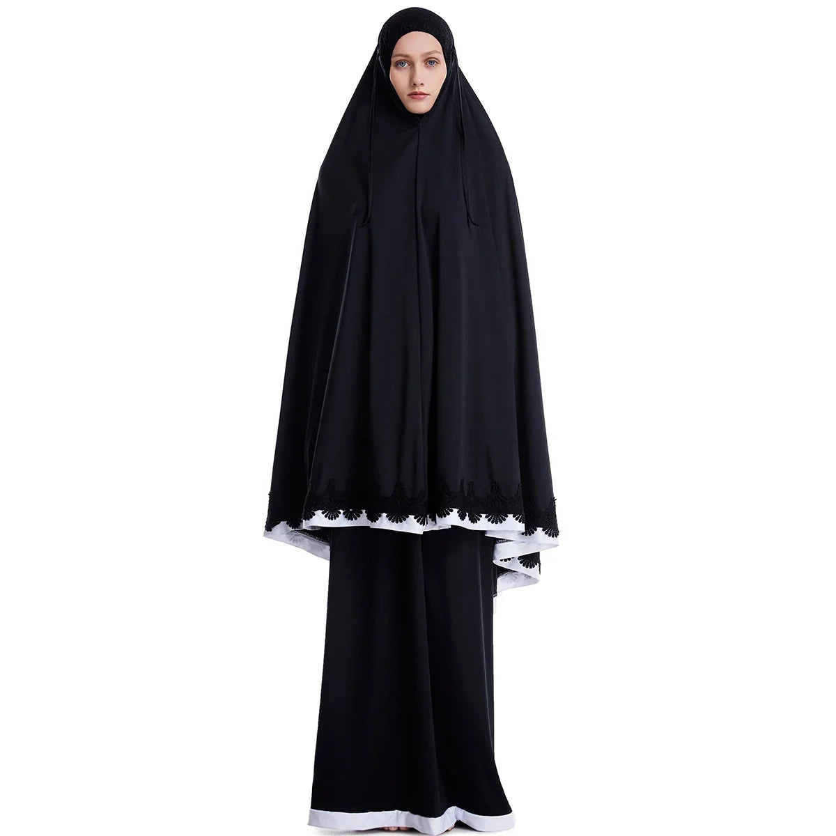 2025 Namaz Long Khimar Muslim 2 Piece Set Hijab Dress Formal Prayer