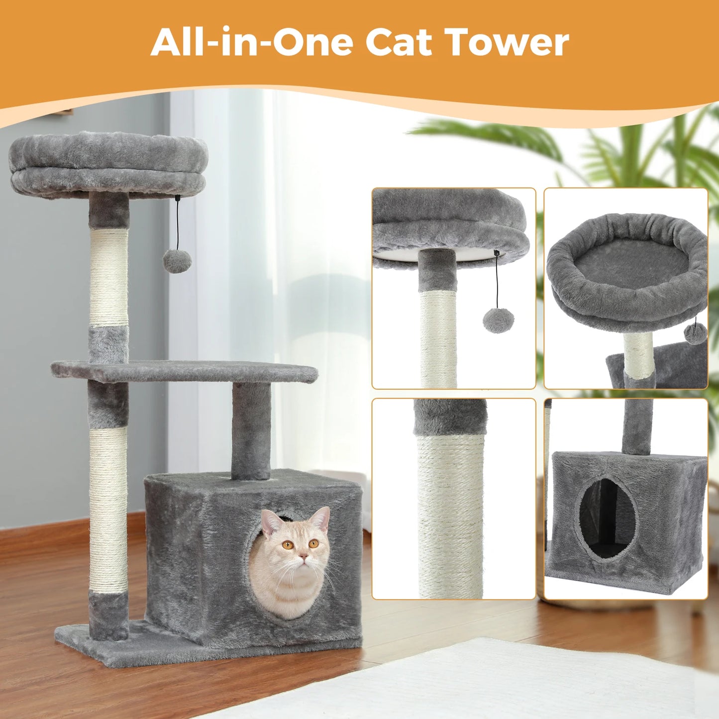 Small Cat Tree with Sisal Scratching Posts