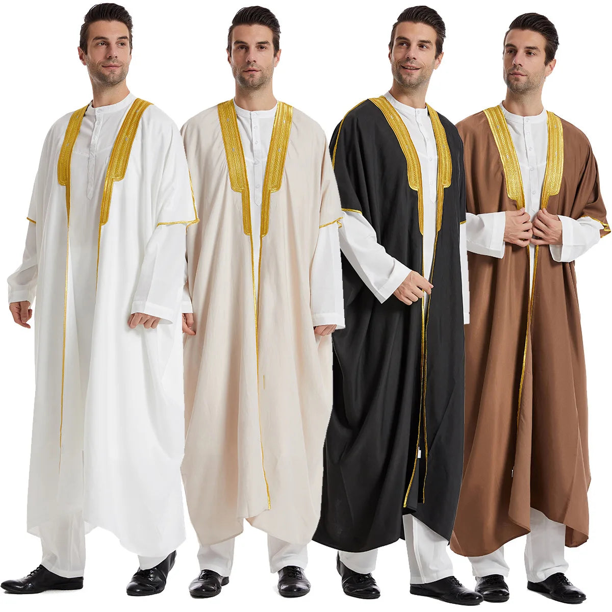 Muslim Men Jubba Thobe Men's Cardigan Abaya Long Dress