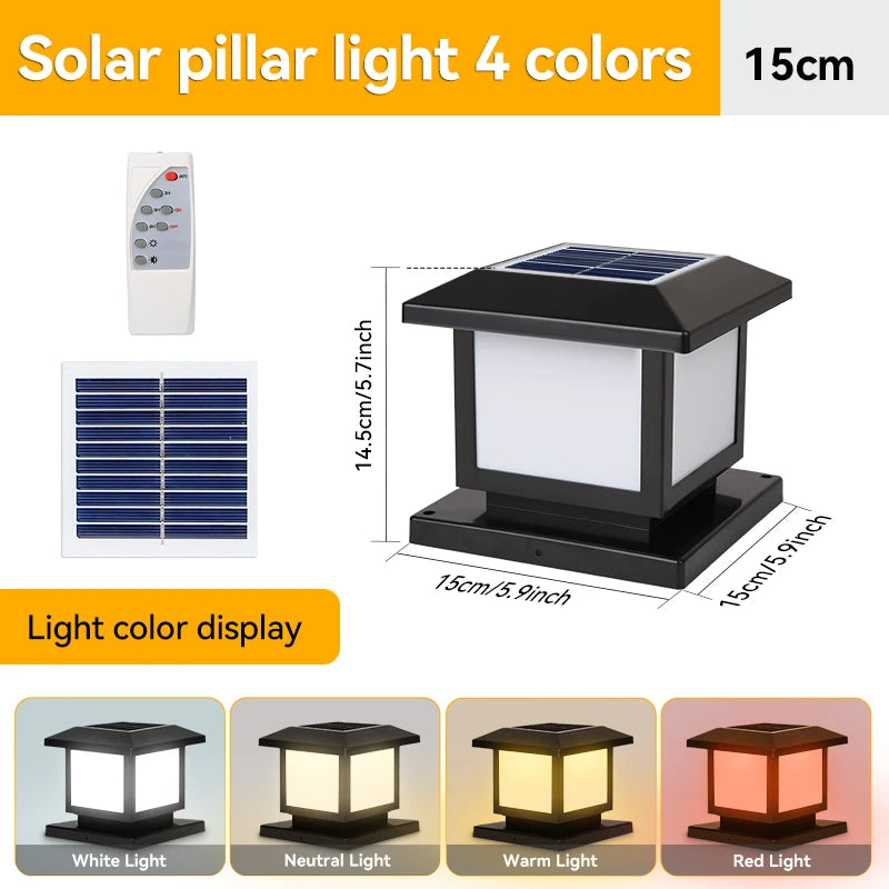 Timed LED Solar Pillar Light Waterproof Solar Lights Outdoor Remote Control