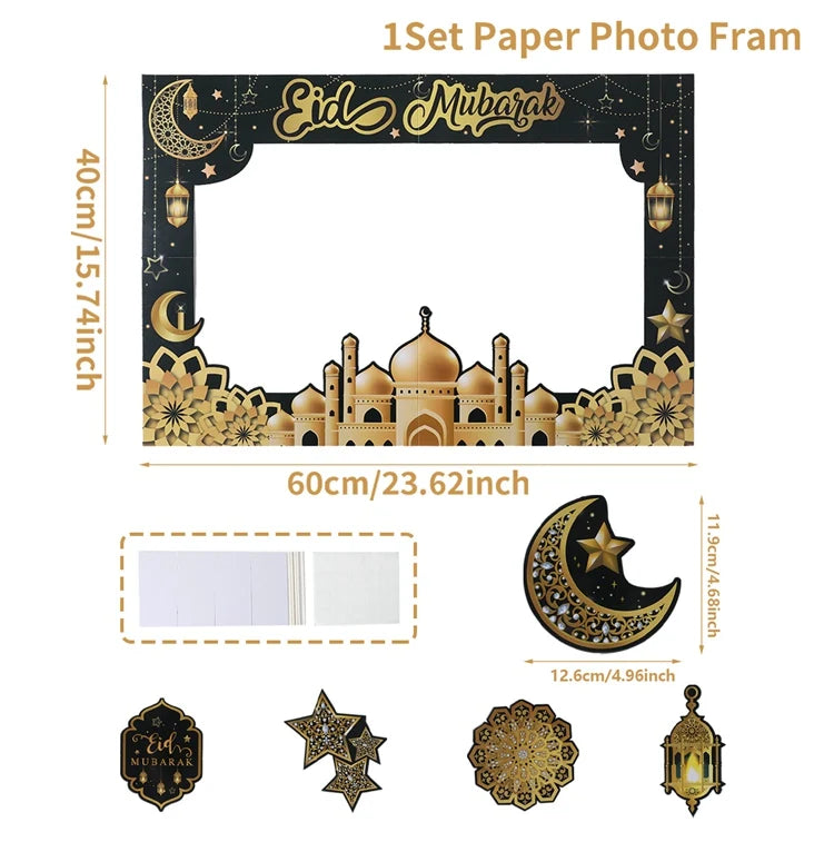 1set Eid Mubarak Photo Booth Props Star Moon Castle