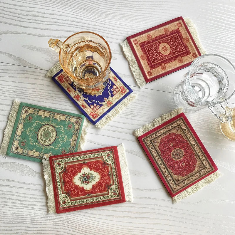 Retro Non-Slip Tassel Coasters Coaster Persian Style Cup Mat Heat Insulation Pads