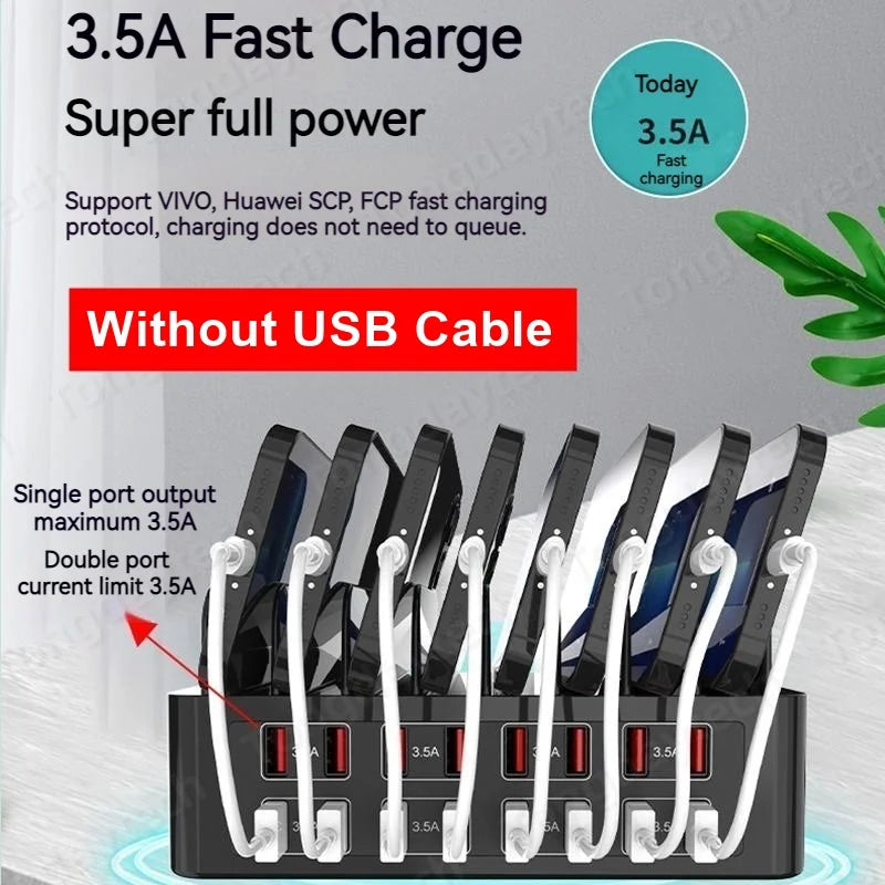 150W Universal Multi USB Fast Charger 16 Port 3.5A MAX Charging Station Stand For Ipad Iphone 14 13 Samsung S22 Xiaomi Tablet