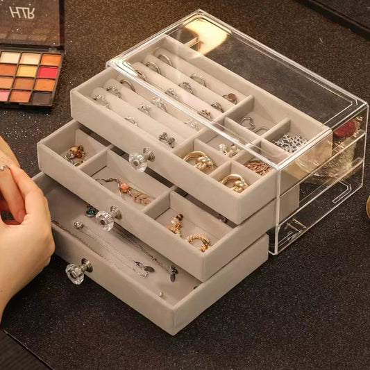 New three-layer clear drawer storage box