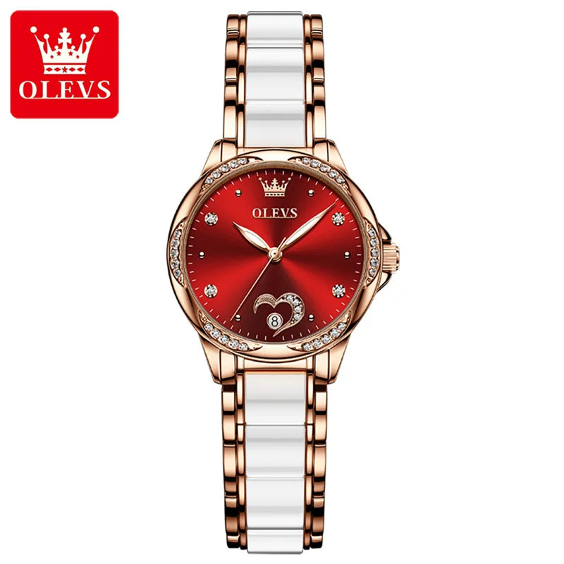 OLEVS Automatic Mechanical Women Watches Ladies Creative Ceramics Steel