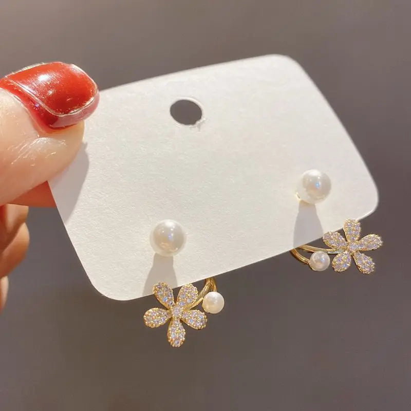 Romantic Zircon Flower Stud Earring