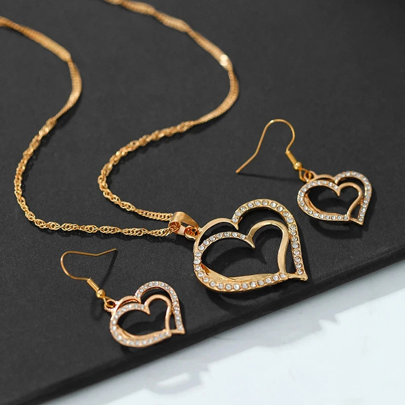 3 Pcs Set Heart Shaped Jewelry Set