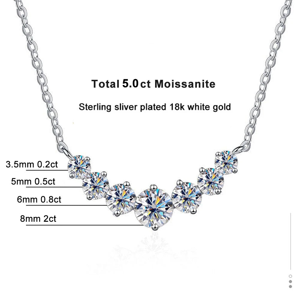 Moissanite Necklace Fine Jewely with Certificates 925 Sterling Sliver Plated 18k White Gold Necklace