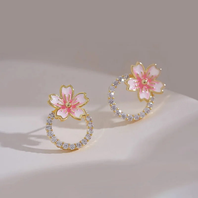 Romantic Zircon Flower Stud Earring