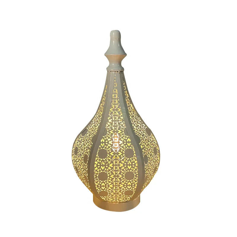 White Hollow LED Wind Lamp Lantern Home Table Decoration for EID Mubarak Ramadan Kareem