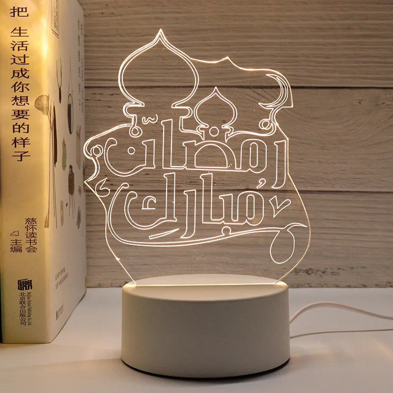 3D Moon Castle Acrylic LED Night Light Eid Mubarak