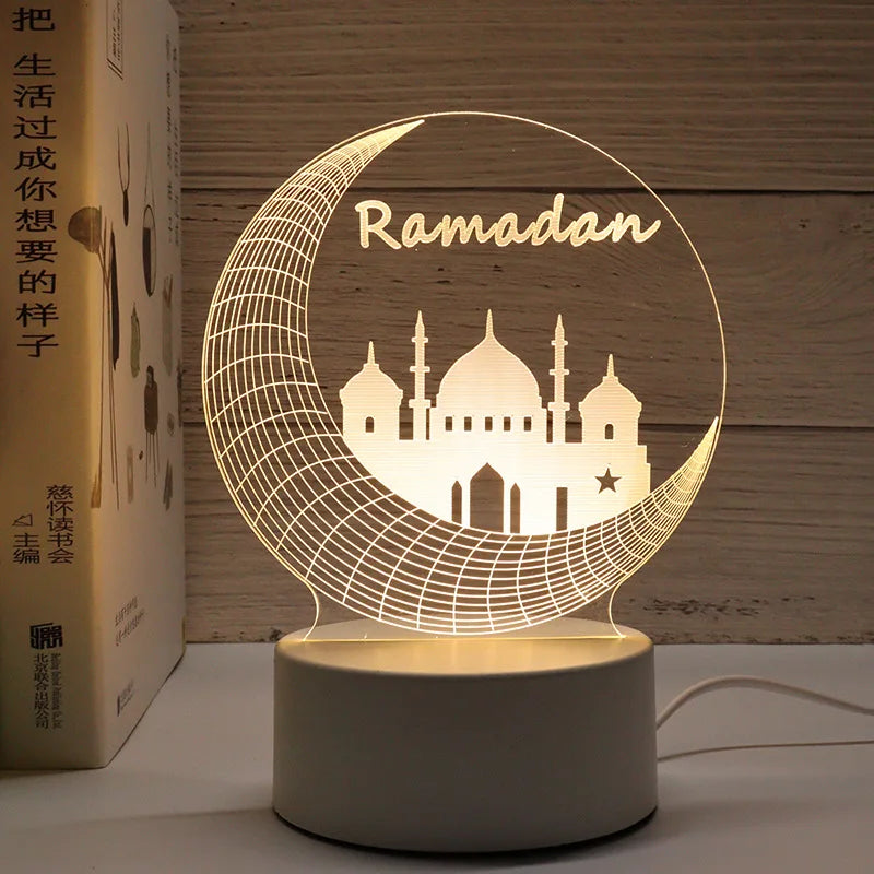 3D Moon Castle Acrylic LED Night Light Eid Mubarak